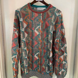St. Croix Sweater/XL/Coogi Style/Crew Neck /Multi-Color; Teal, Orange, Salmon